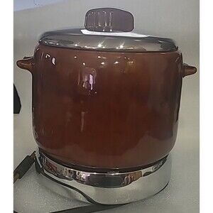 Vintage West Bend Bean Pot Crock w Lid and Temp Rite Hot Plate With Power Cord